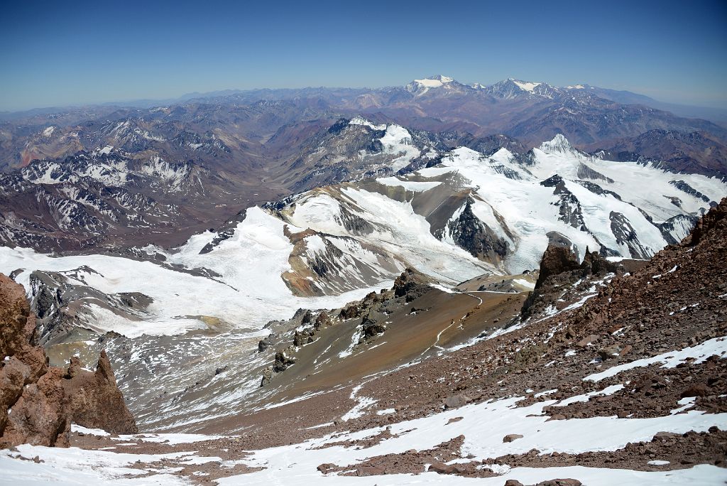 35 Gran Acarreo Below With Cerro Bonete del Norte, Cerro Zurbriggen, Cupola de Gussfeldt, Cerro Reichert, La Mano, Cerro Link And Mercedario, Ramada Beyond From La Canaleta Near Aconcagua Summit